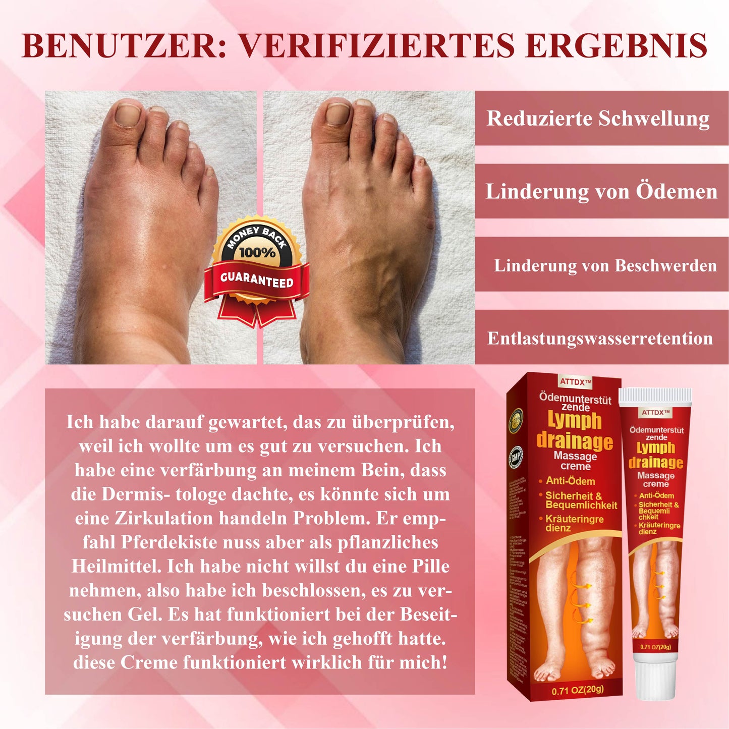 ATTDX™ Ödemunterstützende Lymphdrainage Massagecreme