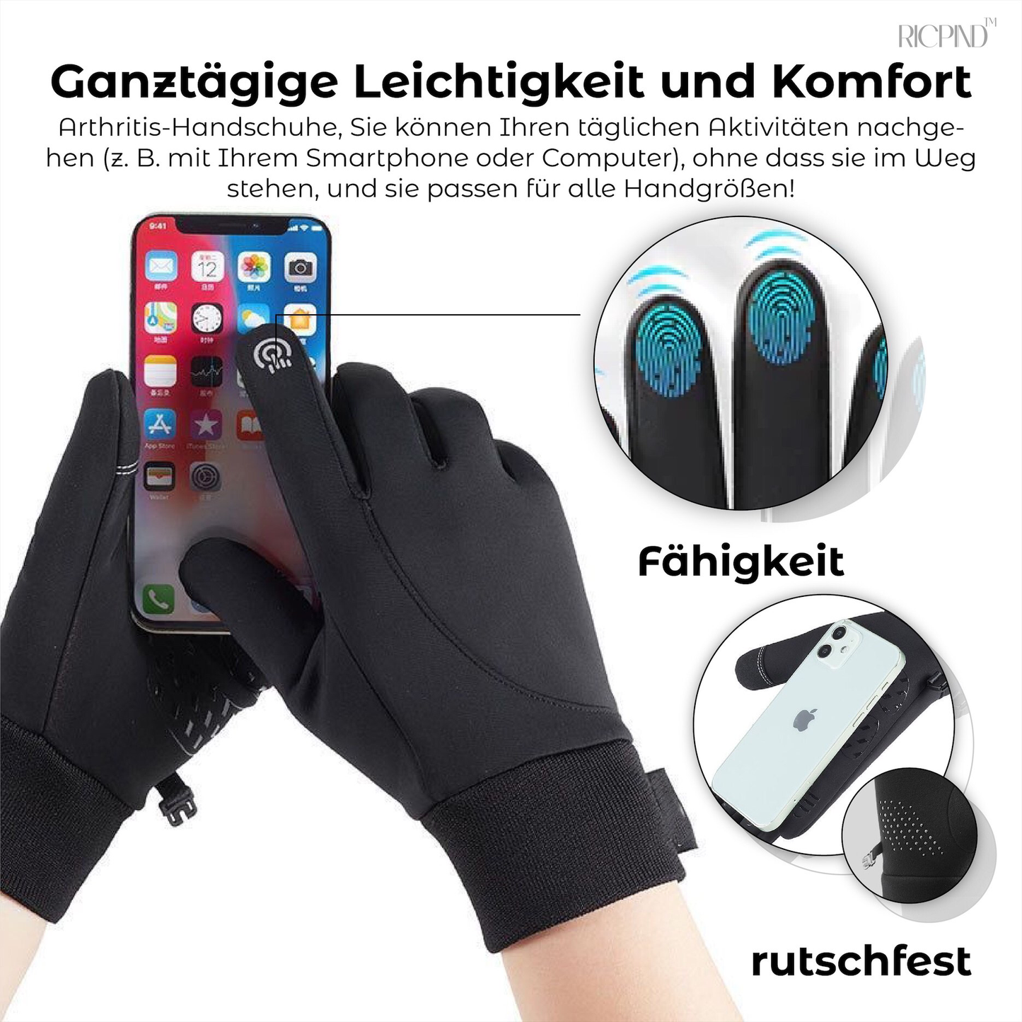 RICPIND Titan Ionisiert Fern Infrarot Therapie ArthritisRelief Handschuhe