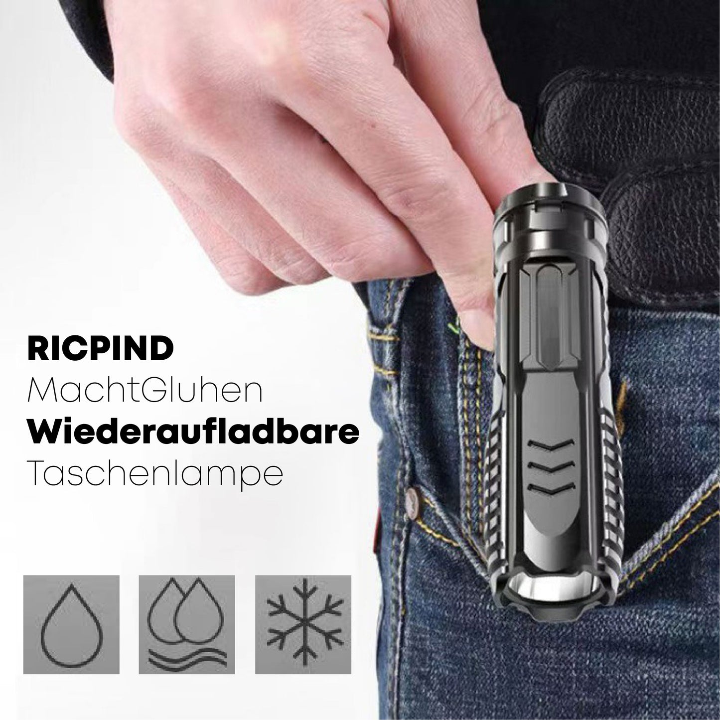 RICPIND MachtGlühen Wiederaufladbare Taschenlampe